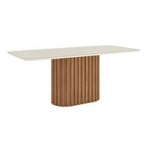 Mesa Sala de Jantar Solana 2000mm Canto Arredon com Vidro Nature/Off White - Henn