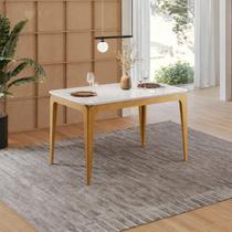 Mesa Sala de Jantar Tampo com Vidro 120cm 100% MDF Áurea Marrom/Ype/Off White Mesa Sala de Jantar Tampo com Vidro 120cm 100% MDF Áurea Marrom/Ype/Off White