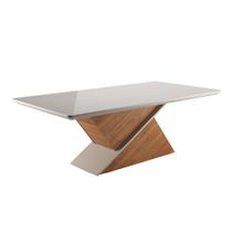 Mesa Sala de Jantar Tampo com Vidro Engel 1,80m Madeirado/Off White Viero Mesa Sala de Jantar Tampo com Vidro Engel 1,80m Madeirado/Off White Viero