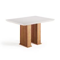 Mesa Sala de Jantar Tampo com Vidro Mond 1,20m Madeirado/Off White Viero