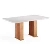 Mesa Sala de Jantar Tampo com Vidro Mond 1,60m Madeirado/Off White Viero