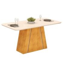 Mesa Sala De Jantar Tampo Em Vidro 1,70m Sandy Madeirado/off White