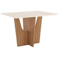 Mesa Sala de Jantar Vértice 1200mm com Vidro Nature/Off White - Henn