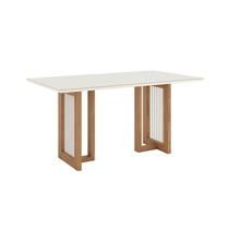 Mesa Sala de Jantar Yara 1600mm com Vidro Nature/Off White - Henn