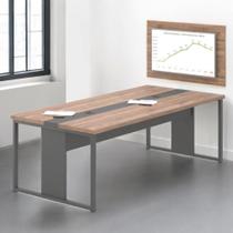 Mesa Sala de Reunião Com Paniel de TV Parma Noce Preto Mesa Sala de Reunião Com Paniel de TV Parma Noce Preto