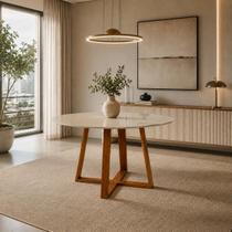 Mesa Sala Jantar 110 Redonda Tampo Vidro MDF Pés 4 Lugares Pequena Moderna Mesa Sala Jantar 110 Redonda Tampo Vidro MDF Pés 4 Lugares Pequena Moderna