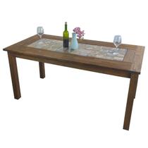 Mesa Sala Jantar 160cm Madeira Pinus Tampo Cerâmica Reforçada Sofisticada Resistência Acabamento