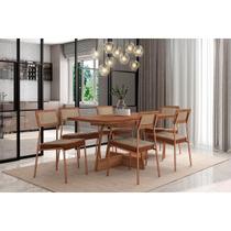 Mesa Sala Jantar Átria 160cm + 6 Cadeiras Lux Rose Carraro