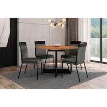 Mesa Sala Jantar Átria 90cm + 4 Cadeias Duo Preto Carraro Mesa Sala Jantar Átria 90cm + 4 Cadeias Duo Preto Carraro
