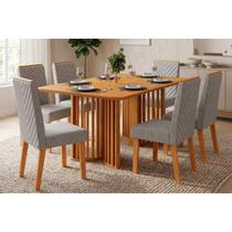 Mesa Sala Jantar Luma 170cm+ 6 Cadeiras Nara Cedro DJ Móveis Mesa Sala Jantar Luma 170cm+ 6 Cadeiras Nara Cedro DJ Móveis