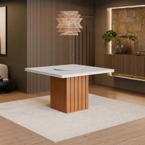 Mesa Sala Jantar Santiago 136x136cm Com Prato Giratorio
