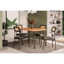 Mesa Sala Jantar Stellar 120cm+ 4 Cadeiras Lux Preto Carraro