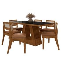 Mesa Santiago Com 6 Cadeiras Sextavada Fre/pret/material sintético Caramelo - M.a