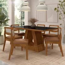 Mesa Santiago Com 6 Cadeiras Sextavada Fre/pret/material sintético Caramelo - M.a