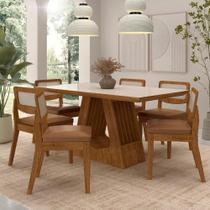 Mesa Santiago Com 6 Cadeiras Sextavada Frei/off/material sintético Caramelo - M.a Mesa Santiago Com 6 Cadeiras Sextavada Frei/off/material sintético Caramelo - M.a