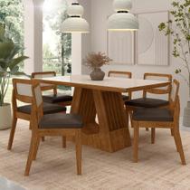 Mesa Santiago Com 6 Cadeiras Sextavada Frei/off/material sintético Marrom - M.a