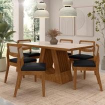 Mesa Santiago Com 6 Cadeiras Sextavada Frei/off/material sintético Preto - M.a