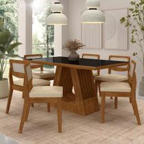 Mesa Santiago Com 6 Cadeiras Sextavada Frei/preto/material sintético Bege - M.a