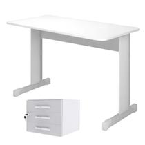 Mesa Secretaria Maxxi 120X60 Branco 3 Gavetas - Pandin