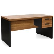Mesa Secretaria Pé Painel 120X60 Nogal/preto 02 Gavetas - Acimaq Mesa Secretaria Pé Painel 120X60 Nogal/preto 02 Gavetas - Acimaq