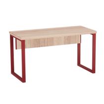 Mesa Secretária Tubolar PE 40 Pandin 1,34 M Noce Naturale e Vermelho