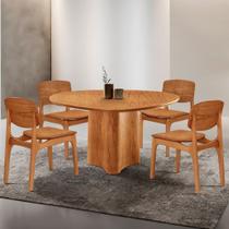 Mesa Selene Tampo 135 Laminado com 4 cadeiras Malta Gold Moderna Mobília Mesa Selene Tampo 135 Laminado com 4 cadeiras Malta Gold Moderna Mobília