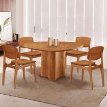 Mesa Selene Tampo 135cm Laminado com 4 cadeiras Malta Moderna Mobília Mesa Selene Tampo 135cm Laminado com 4 cadeiras Malta Moderna Mobília