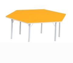 Mesa Sextavada Adulto Amarelo Mesa Sextavada Adulto Amarelo
