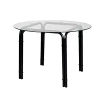 Mesa Shiro 4 Lugares Redonda Tampo de Vidro 110cm Transparente Waw Design Mesa Shiro 4 Lugares Redonda Tampo de Vidro 110cm Transparente Waw Design