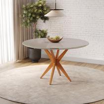 Mesa Simpatia Candian 108cm Redonda com Vidro Branco/Cinamomo/Off
