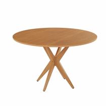 Mesa Simpatia Candian 108cm Redonda sem Vidro Tampo Amadeirado Amarelo/Cinamomo