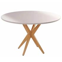 Mesa Simpatia com Vidro Redonda 108x108 Jcm Cor Cinamomo Off White