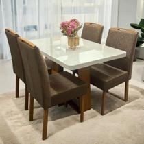 Mesa Sintonia (Tampo Maxi) 120 Amêndoa Clean/Off White + 4 Cadeiras Mesa Sintonia (Tampo Maxi) 120 Amêndoa Clean/Off White + 4 Cadeiras