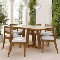 Mesa Sion 1,60 Com 6 Cadeiras Sextavada Freijó/off/material sintético Branco - M.a