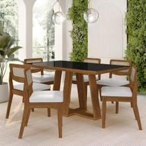 Mesa Sion 1,60 Com 6 Cadeiras Sextavada Freijó/pto/material sintético Branco - M.a