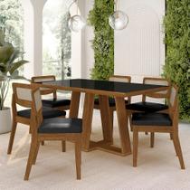 Mesa Sion 1,60 Com 6 Cadeiras Sextavada Freijó/pto/material sintético Preto - M.a