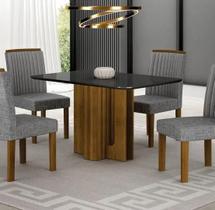 Mesa Sofia 1,20 Freijó Tampo Chumbo C/Vidro 4 Cadeiras Jade Mesa Sofia 1,20 Freijó Tampo Chumbo C/Vidro 4 Cadeiras Jade