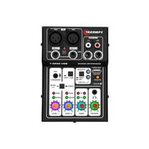 Mesa Som Interface T0202 Usb Preta Led Rgb 2 Canais Phantom Power 48v Live Podcast Eventos