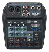 Mesa Som Mixer Dmx-04 4 Canais Bluetooth Phantom Efeito Efx