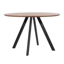 Mesa Square - Base Madeira Preta - Tampo Redondo 90cm - Madeira Freijó