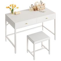 Mesa SUPERJARE 90 cm Branca com 2 Gavetas e Banqueta Mesa SUPERJARE 90 cm Branca com 2 Gavetas e Banqueta