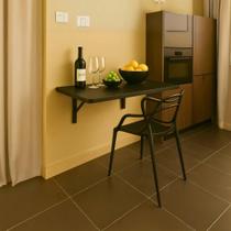 Mesa Suspensa de Parede 100x50 Retrátil Preta Compacta e Resistente