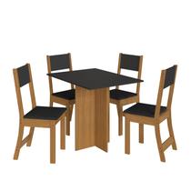 Mesa Talita Com 4 Cadeiras Freijo/Chumbo Com Assento Preto - Indekes Mesa Talita Com 4 Cadeiras Freijo/Chumbo Com Assento Preto - Indekes