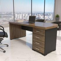 Mesa Tamburato Artany Cor Charuto com Preto com Gavetas LD Mesa Tamburato Artany Cor Charuto com Preto com Gavetas LD