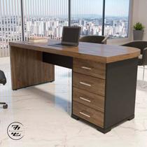 Mesa tamburato com gavetas ii ld - charuto/preto 6106 - Artany