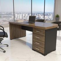 Mesa tamburato com gavetas ii ld - charuto/preto 6106