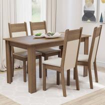 Mesa Tampo de Madeira com 4 Cadeiras Rustic Crema Bege