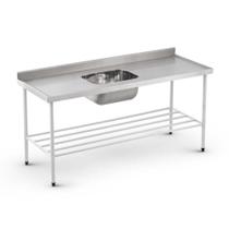 Mesa Tampo Inox 2,00mt com Cuba 50x40x20cm Estrutura Pintada Espelho e Borda MITEBPT2000 - Refrimate