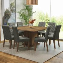 Mesa Tampo Madeira 8 Cadeiras Rustic-silver Leila Mesa Tampo Madeira 8 Cadeiras Rustic-silver Leila