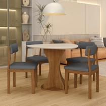 Mesa Tampo Orgânico Beijing + 4 Cad. Estofadas Fre/off/s.cinza - M.a Mesa Tampo Orgânico Beijing + 4 Cad. Estofadas Fre/off/s.cinza - M.a